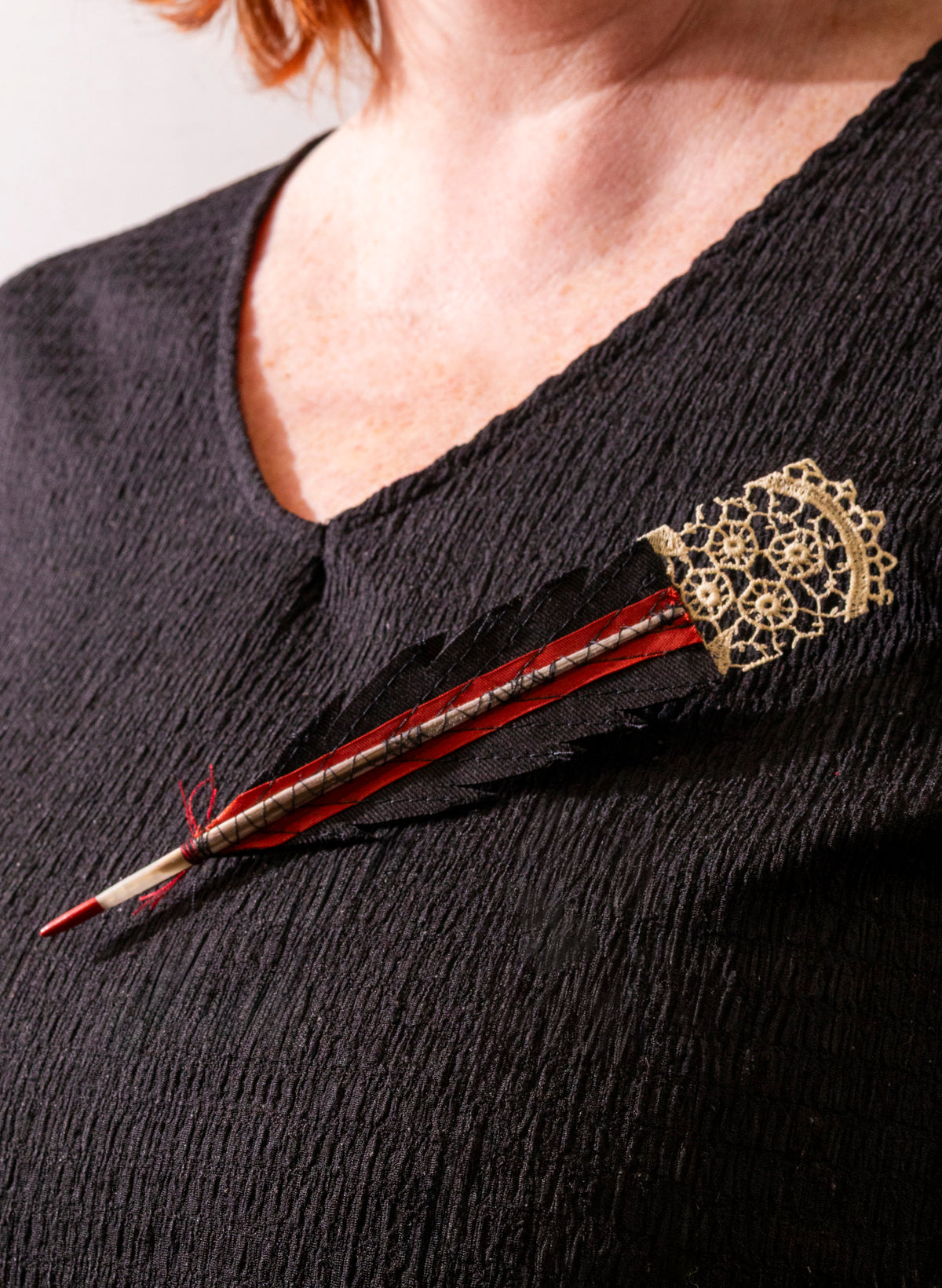 Single Huia Feather Brooch