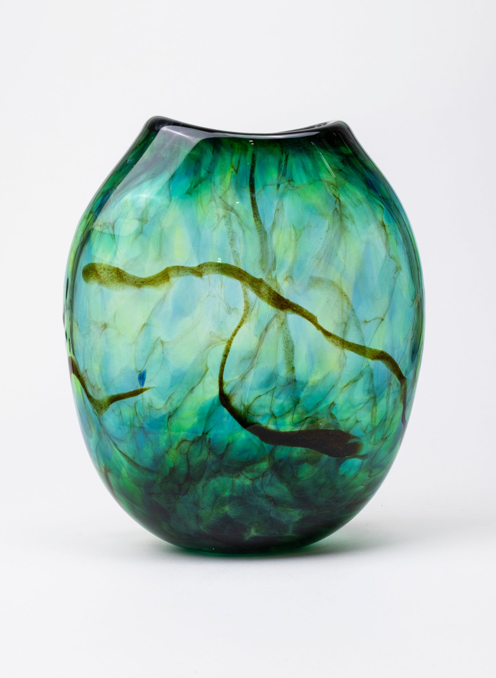 Greenstone Flat Transparent Glass Vase