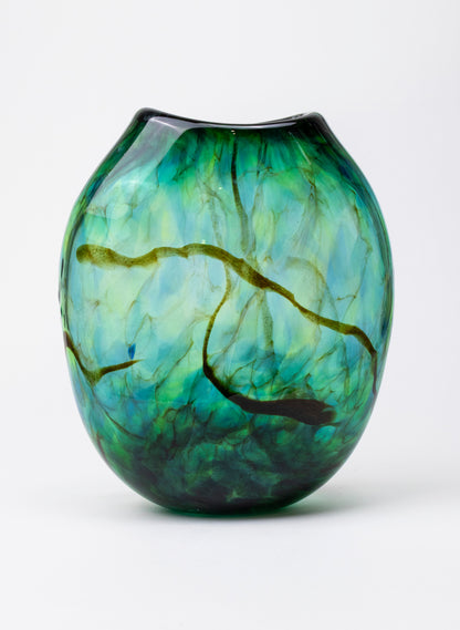Greenstone Flat Transparent Glass Vase