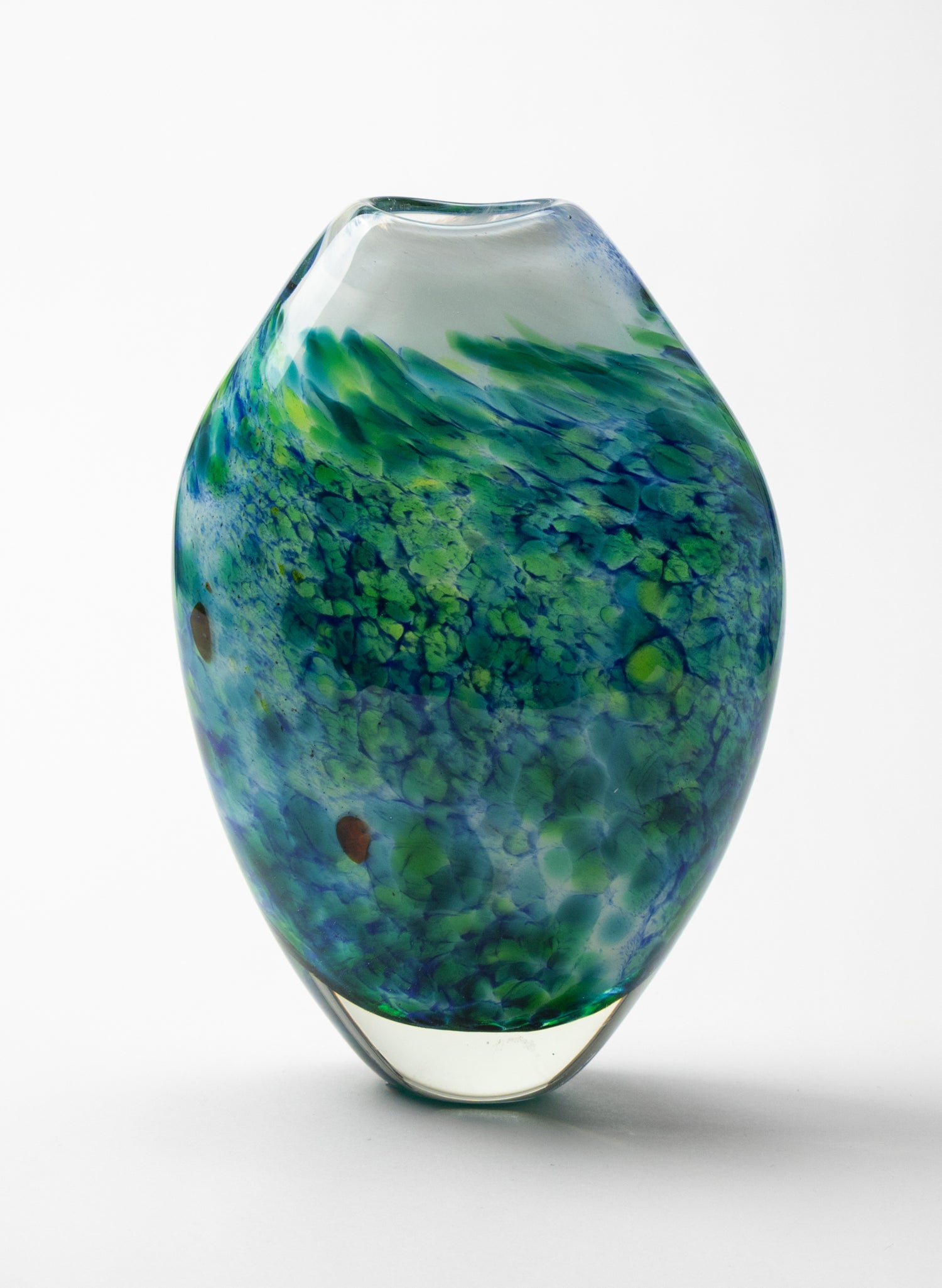 Greenstone White Rim Glass Vase