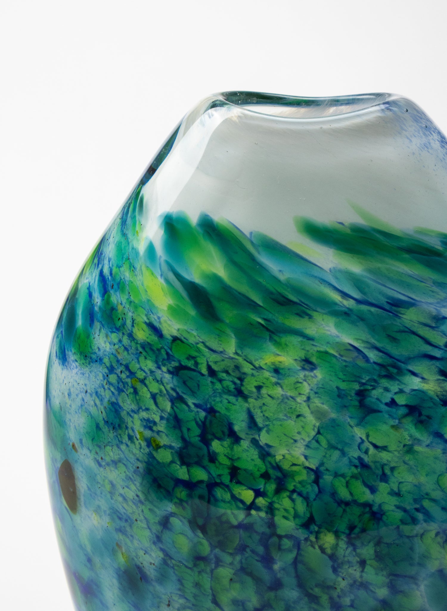 Greenstone White Rim Glass Vase