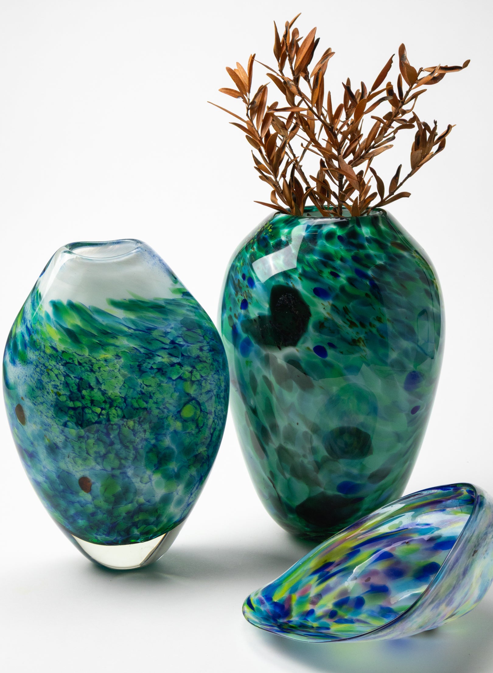 Greenstone White Rim Glass Vase
