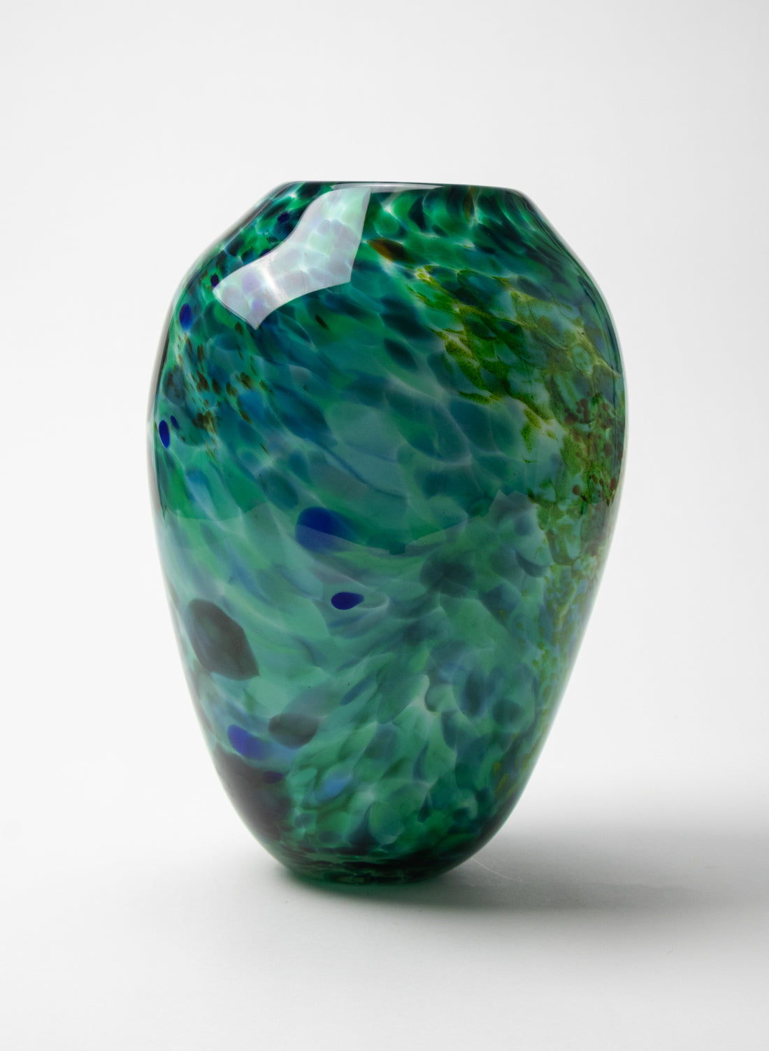 Greenstone Glass Vase Grey Spots