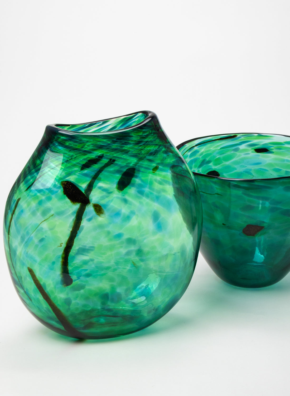 Greenstone Flat Transparent Glass Vase