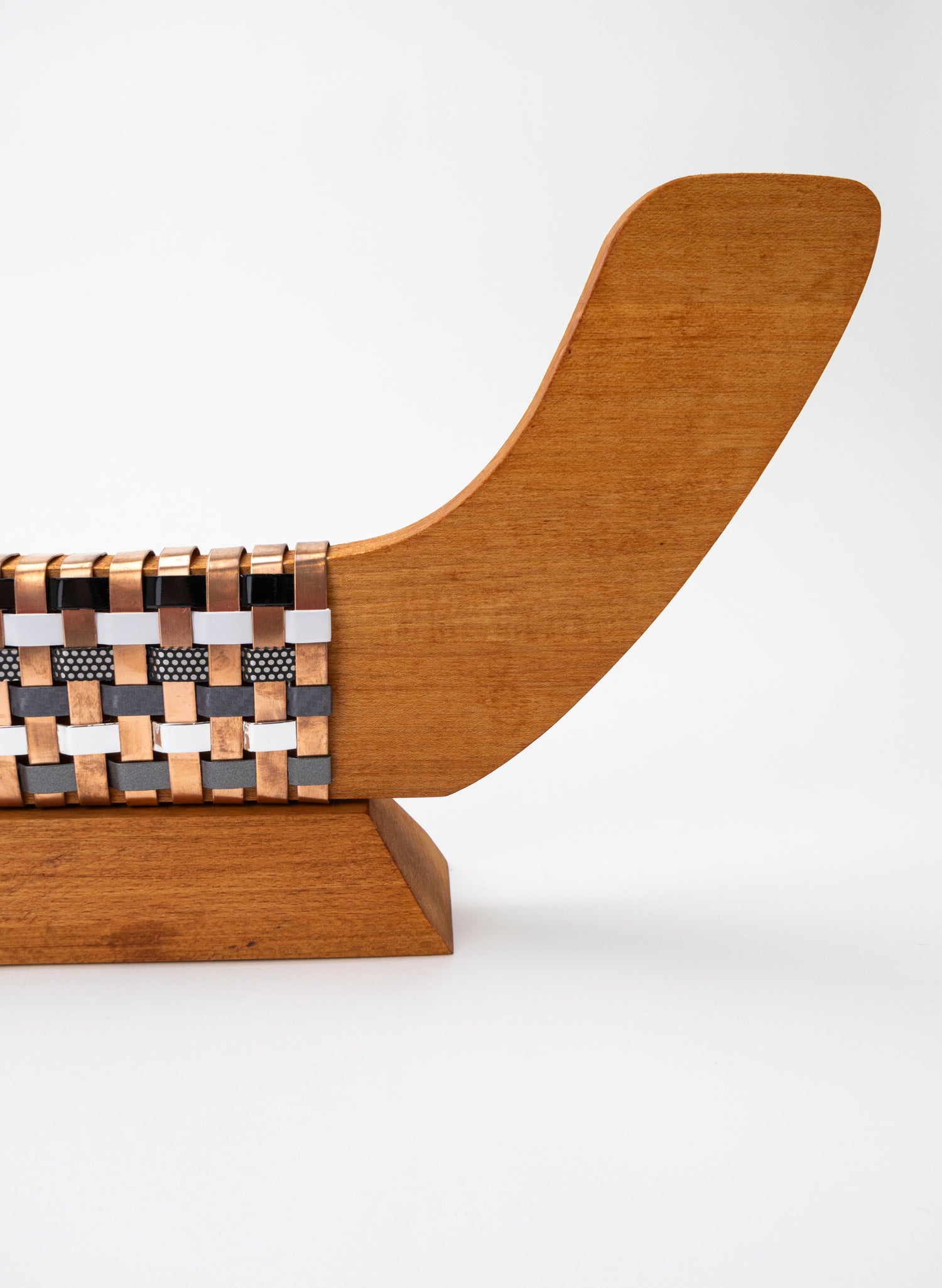 Black, White, Silver and Copper Waka on Plinth