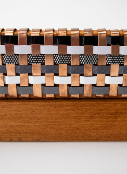 Black, White, Silver and Copper Waka on Plinth