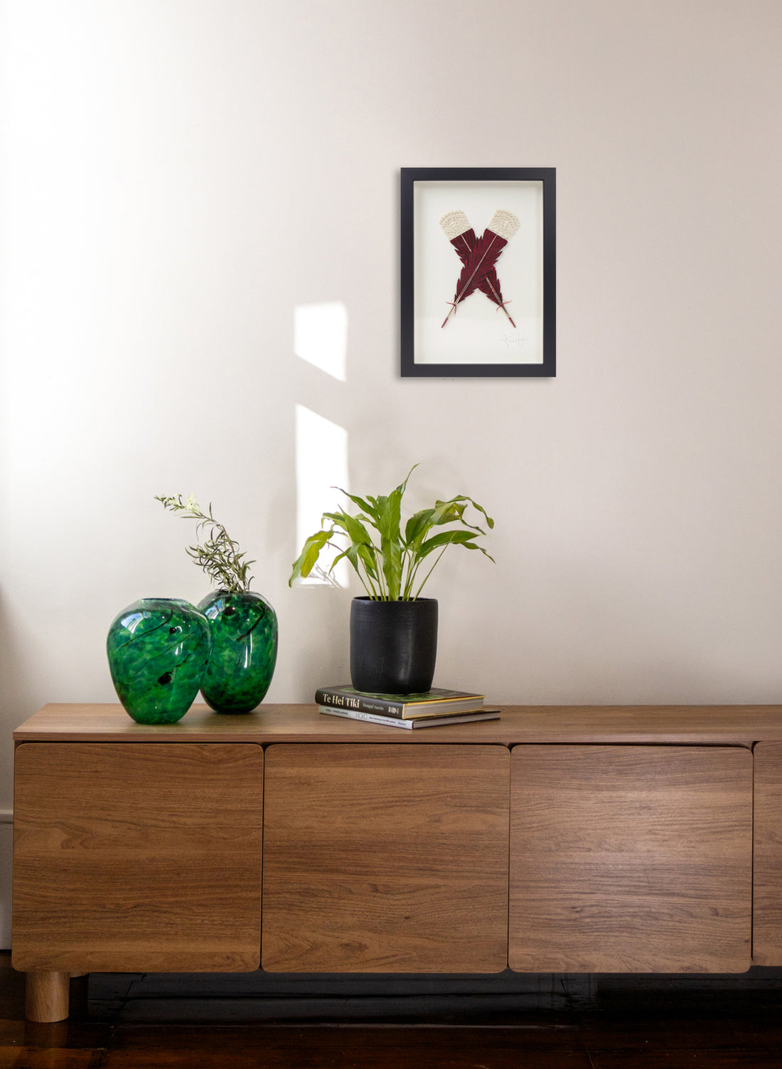 Single X Huia Feather Framed