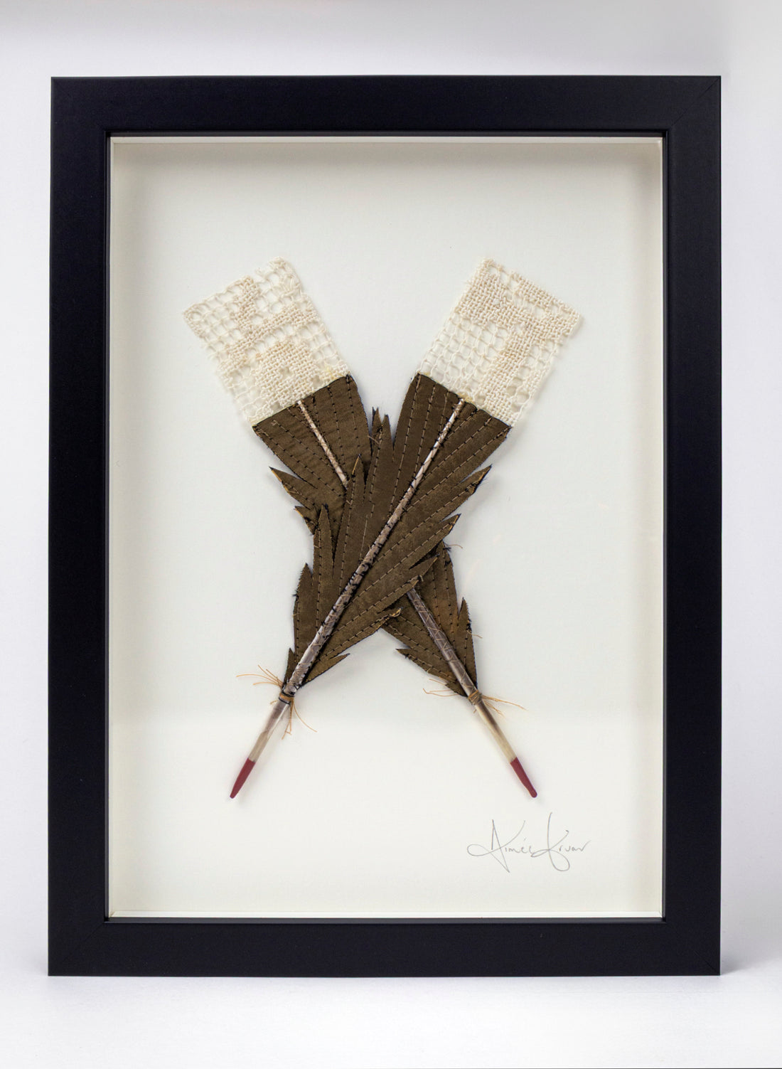Single X Huia Feather Framed