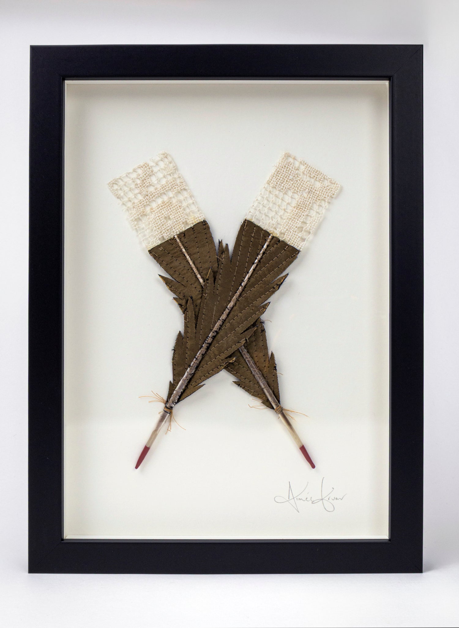 Single X Huia Feather Framed