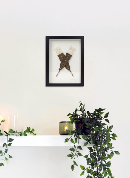 Single X Huia Feather Framed