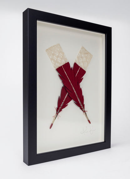 Single X Huia Feather Framed