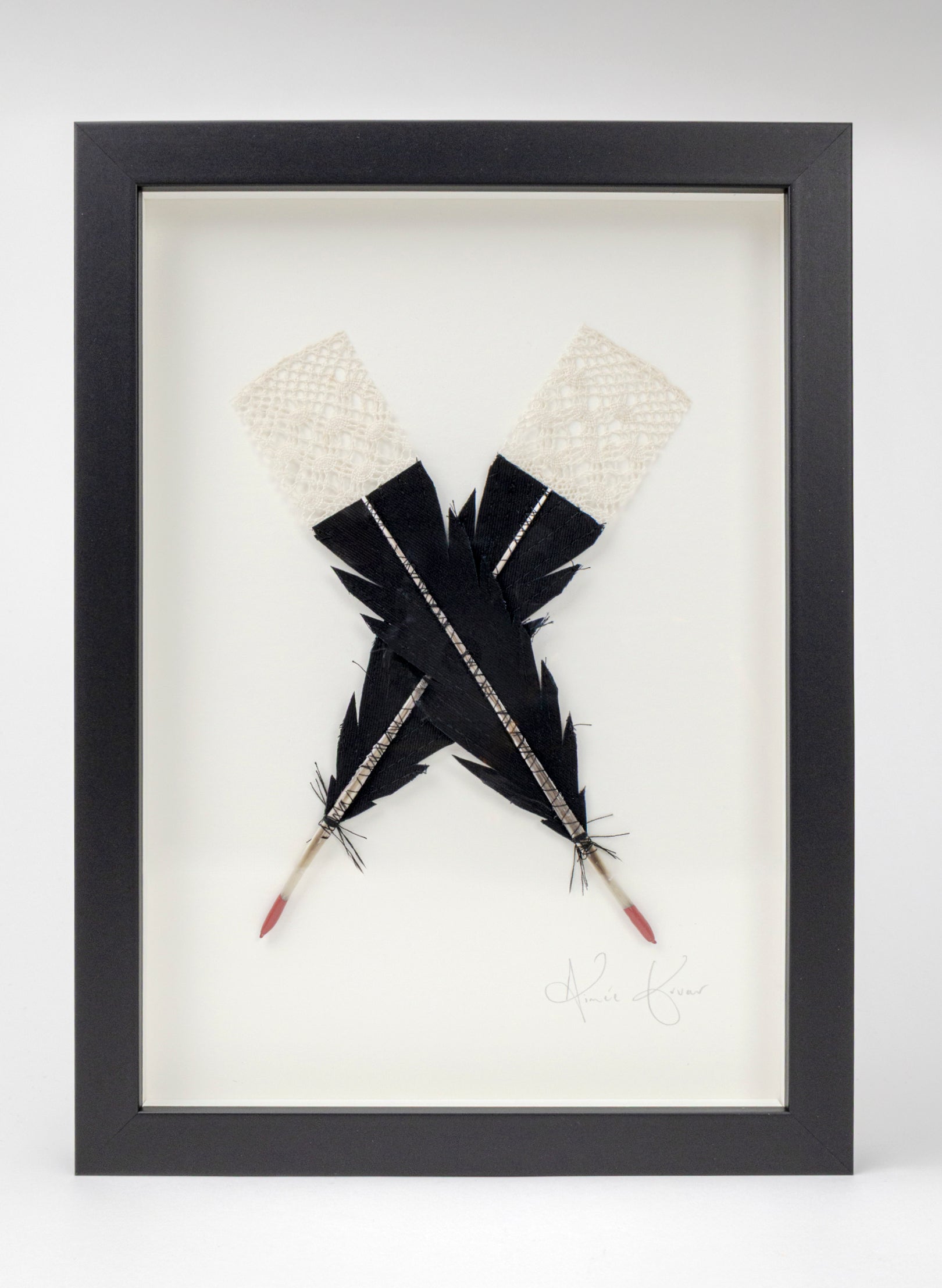 Single X Huia Feather Framed