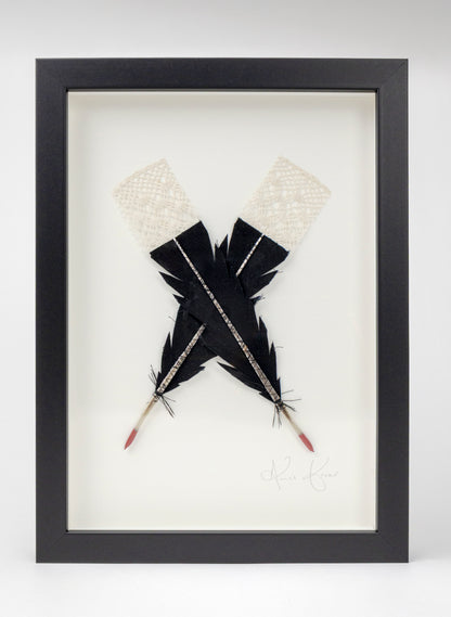 Single X Huia Feather Framed