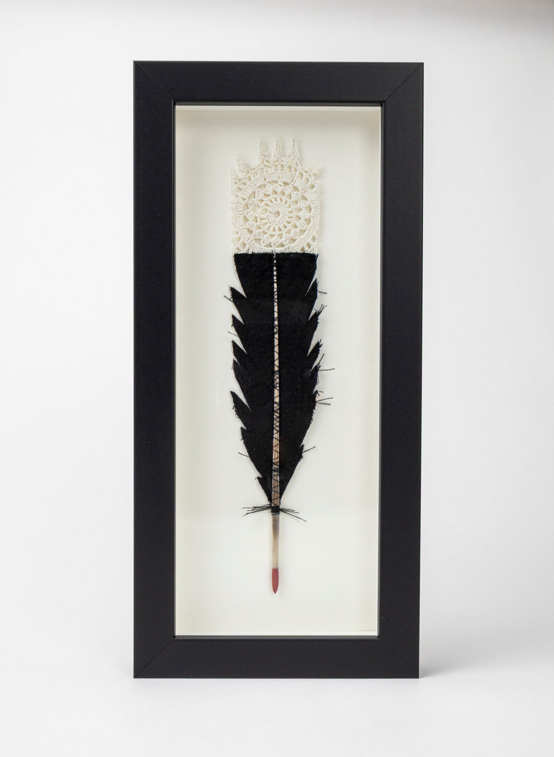 Single Huia Feather Framed
