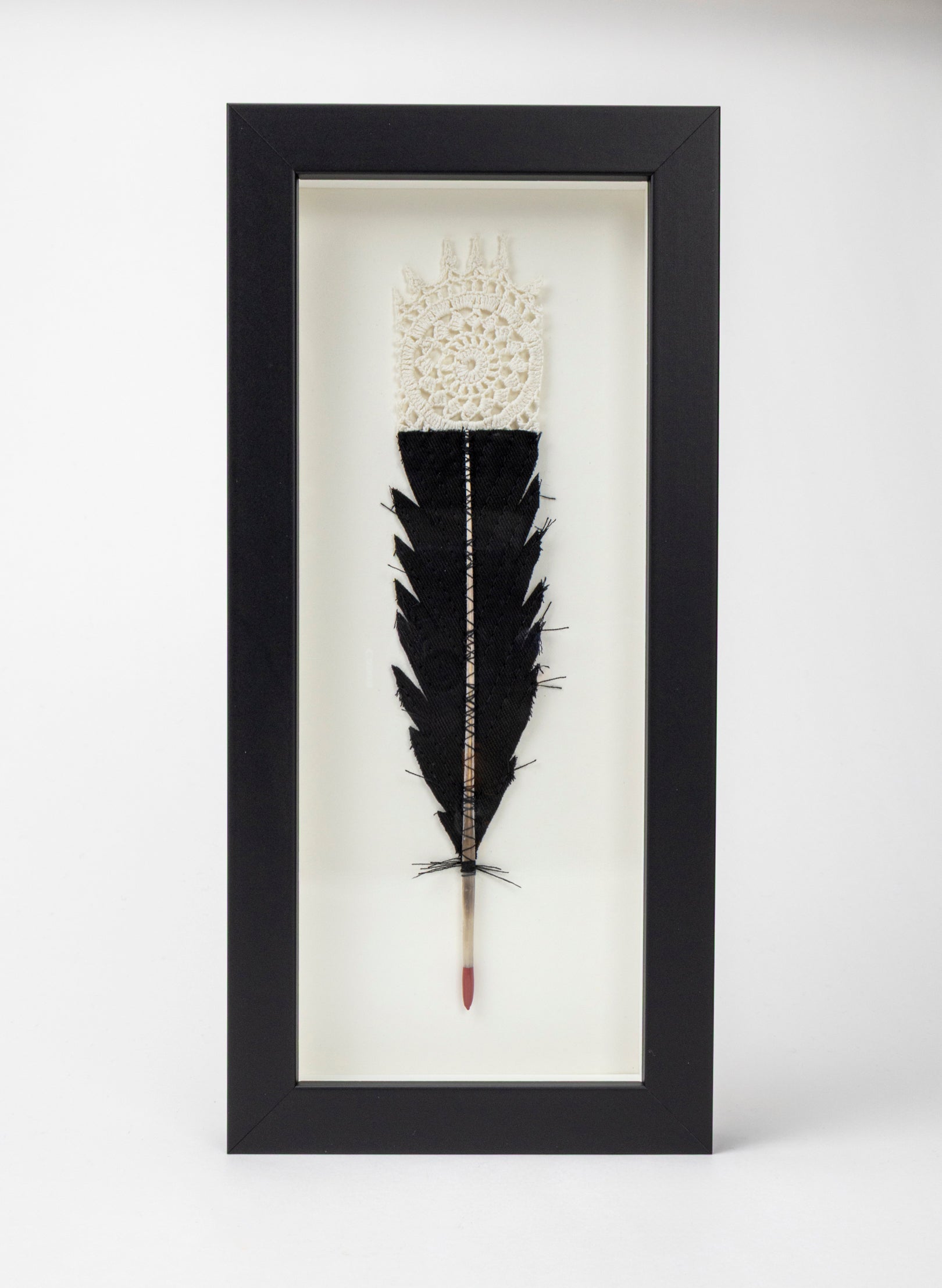 Single Huia Feather Framed