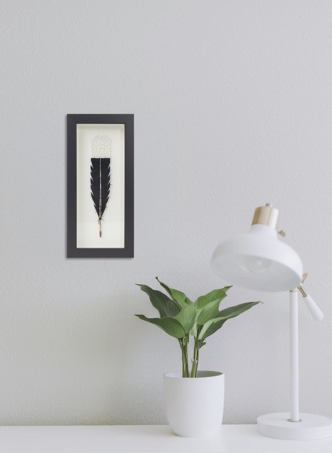 Single Huia Feather Framed