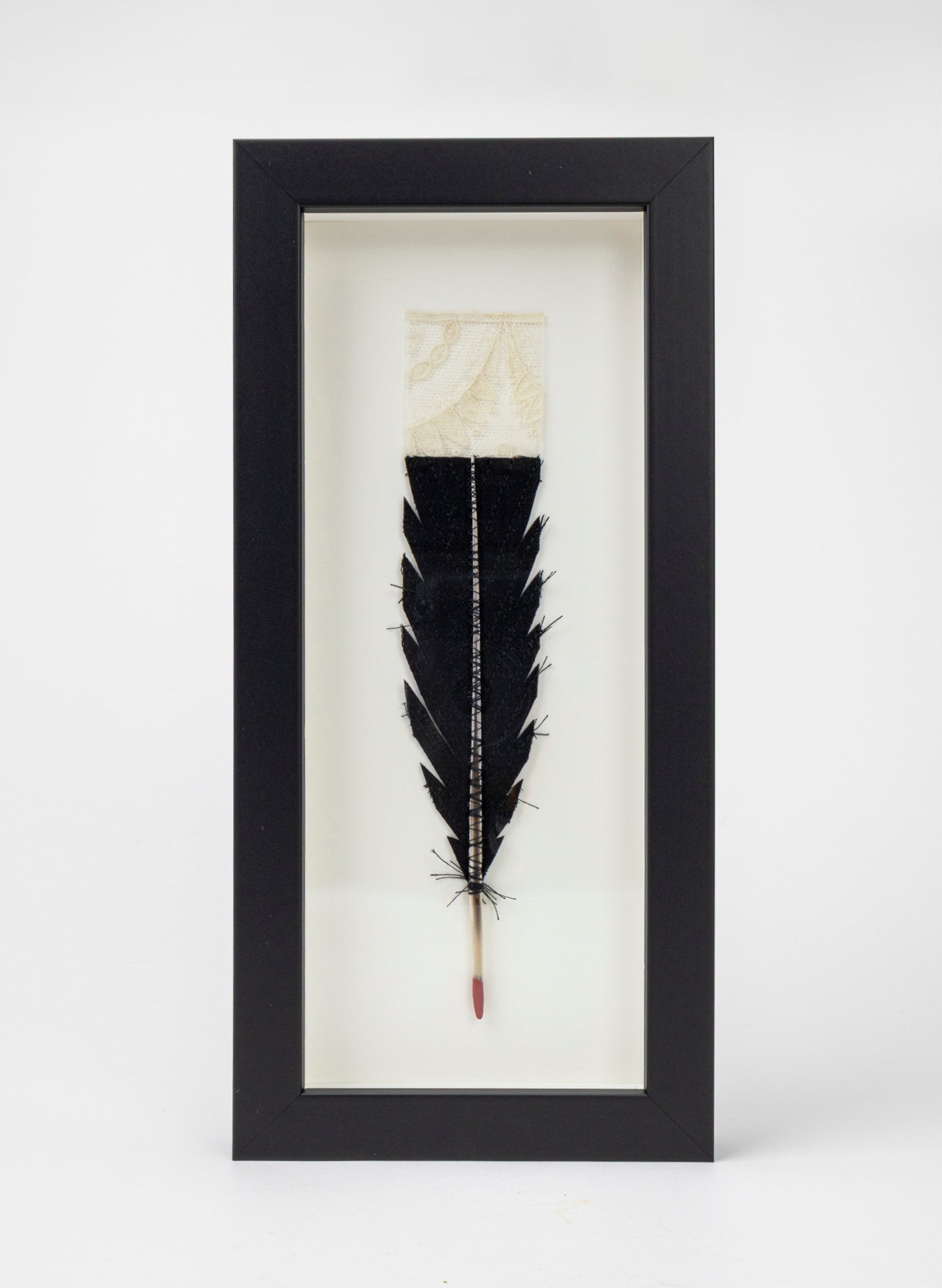 Single Huia Feather Framed