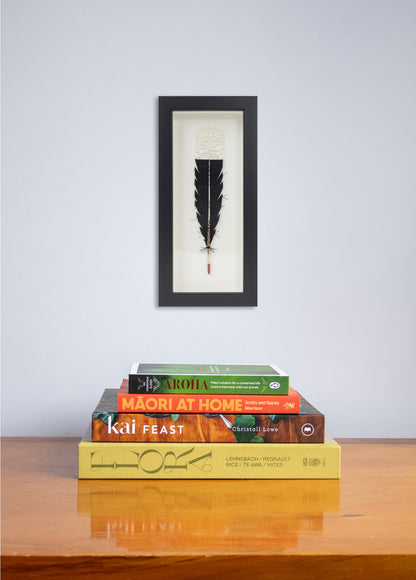 Single Huia Feather Framed