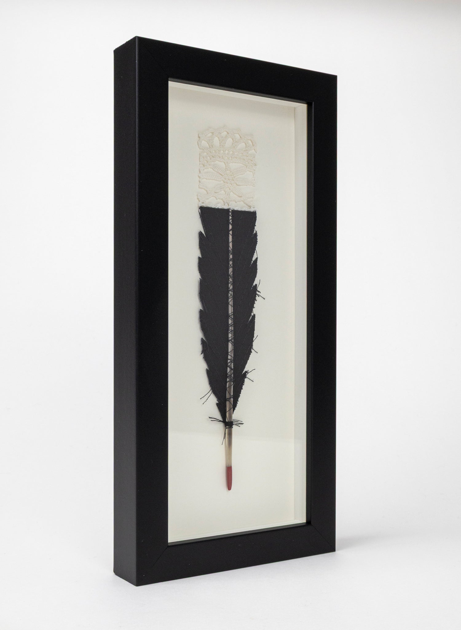 Single Huia Feather Framed