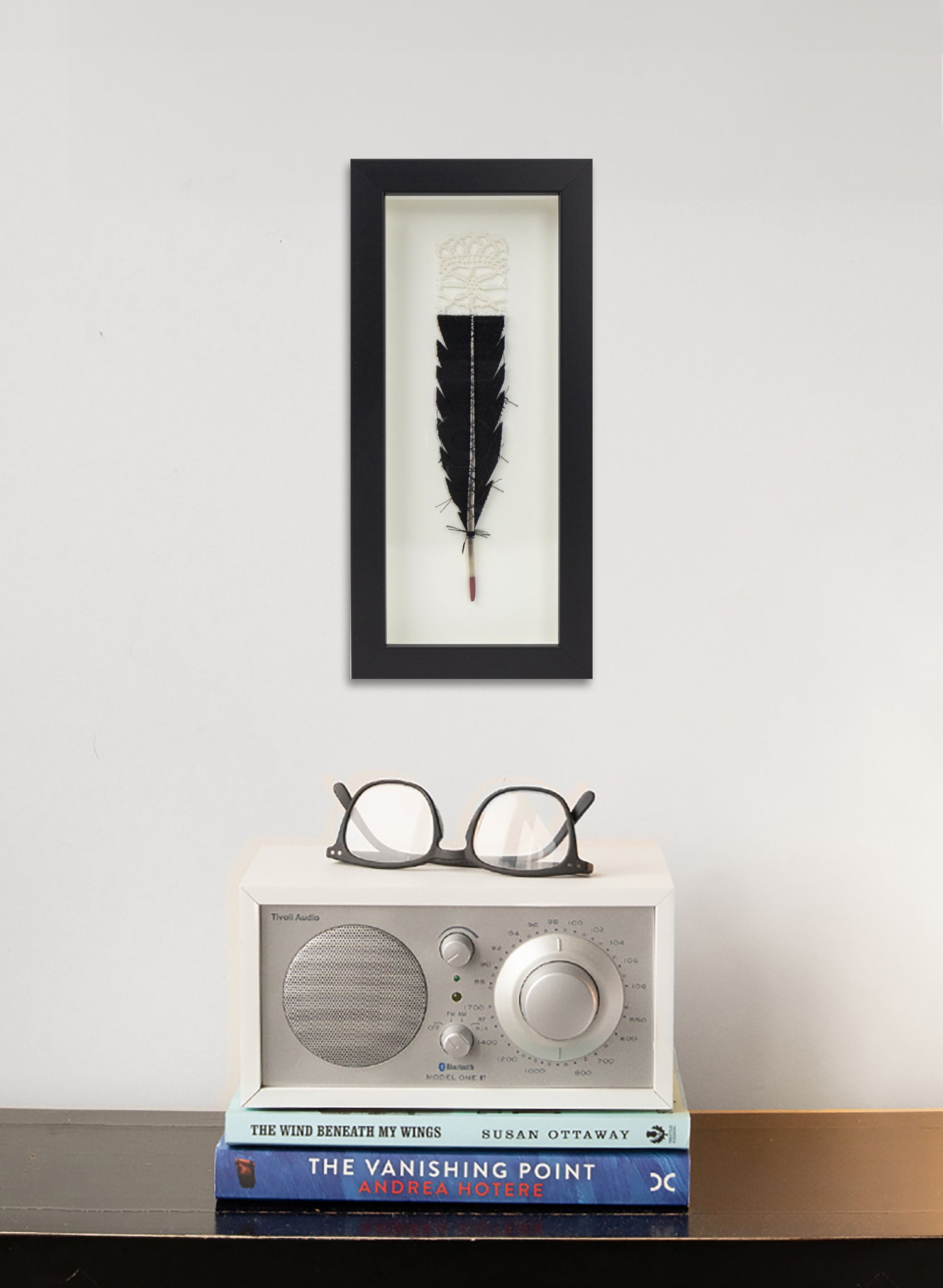 Single Huia Feather Framed