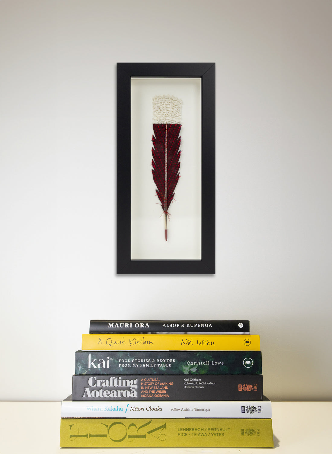 Single Huia Feather Framed