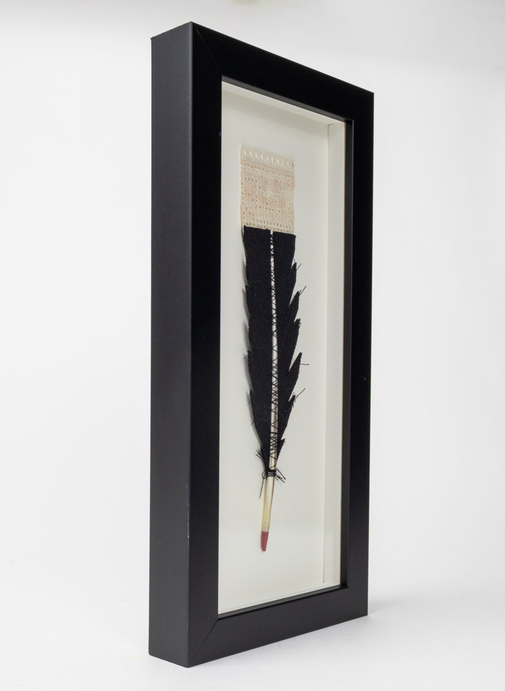 Single Huia Feather Framed