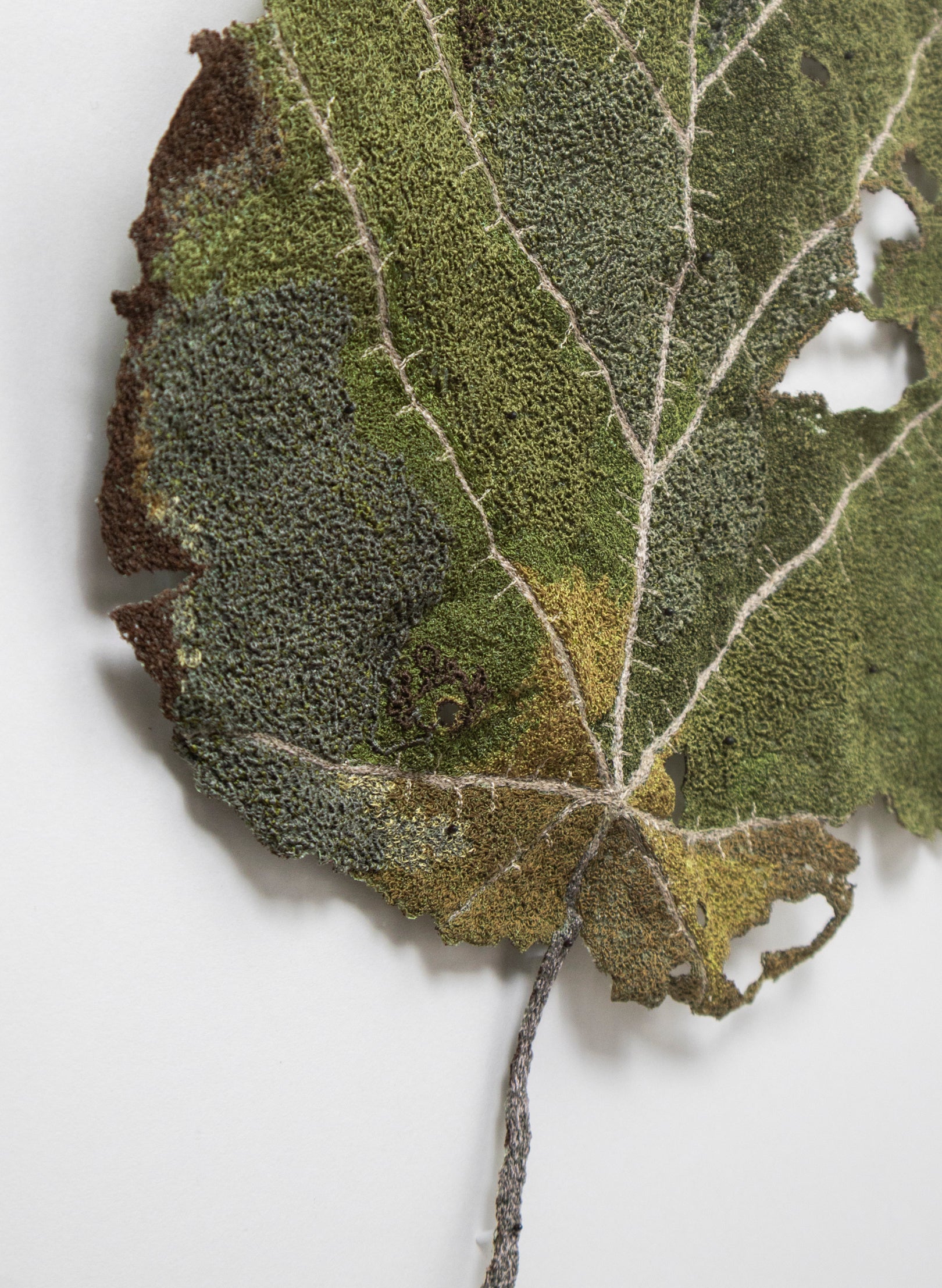 NZ Whau Leaf  - 3D Embroidery