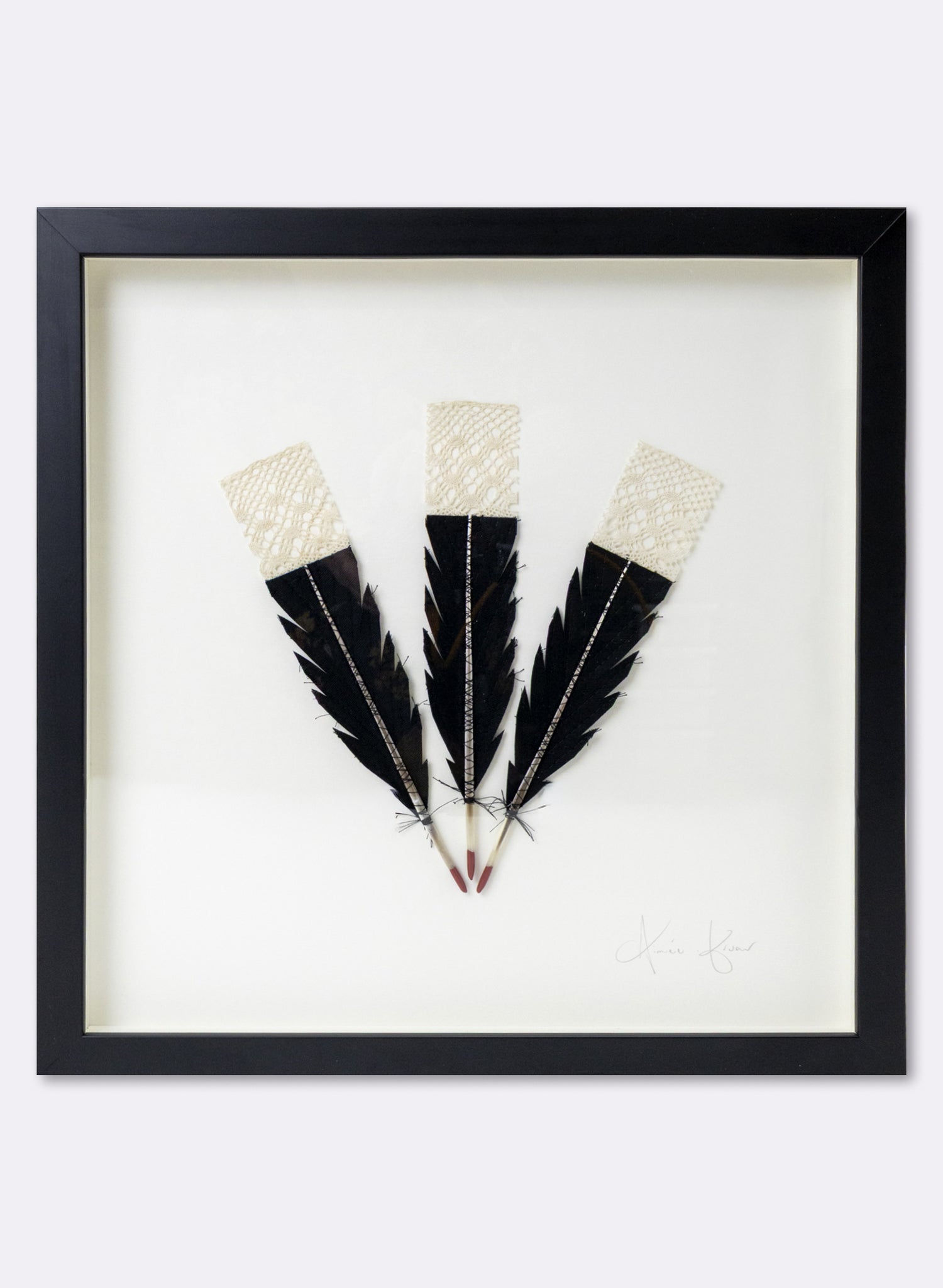 3  Huia Feather Framed