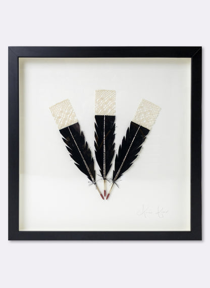 3  Huia Feather Framed