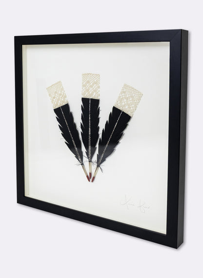 3  Huia Feather Framed