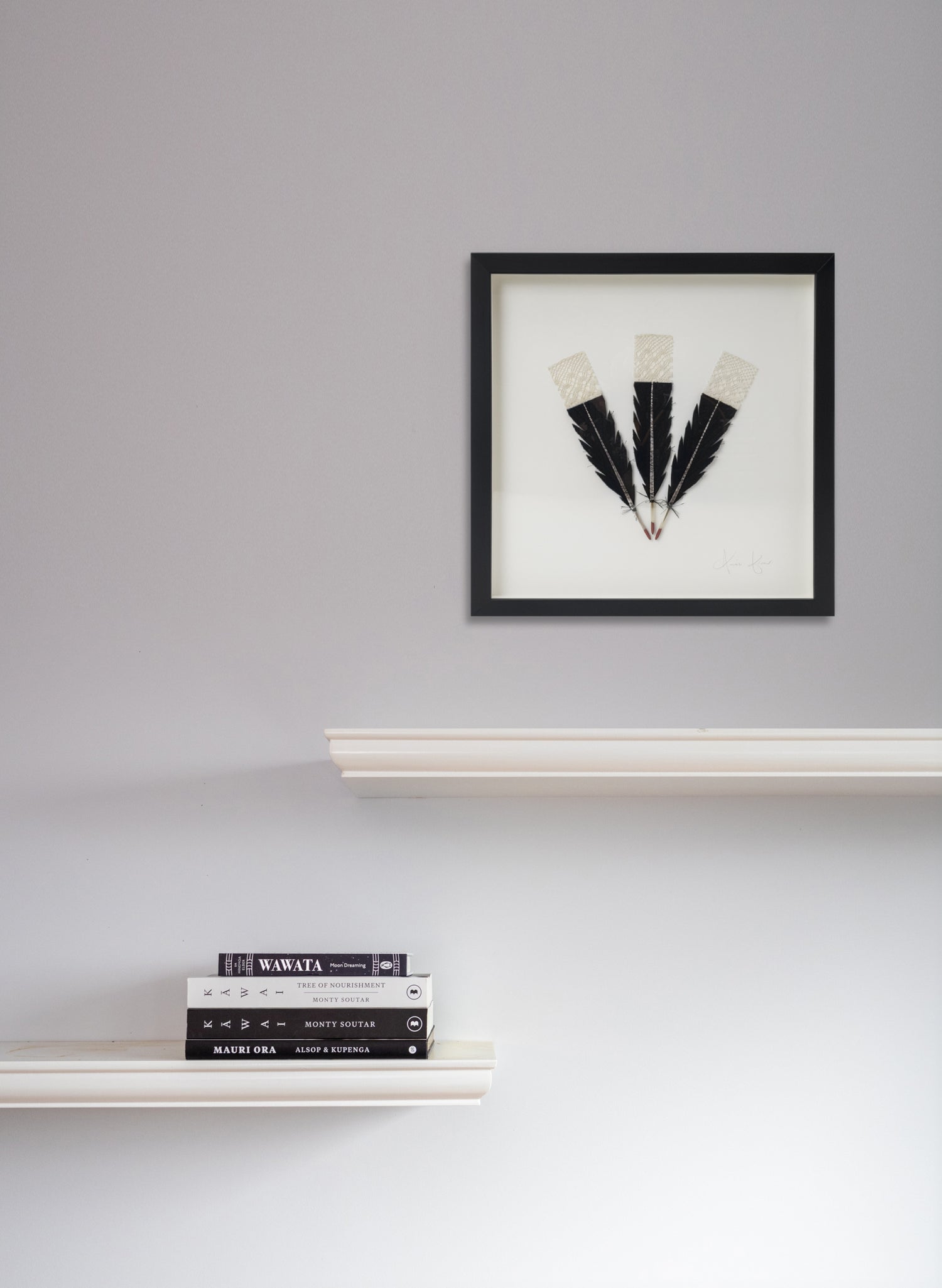 3  Huia Feather Framed