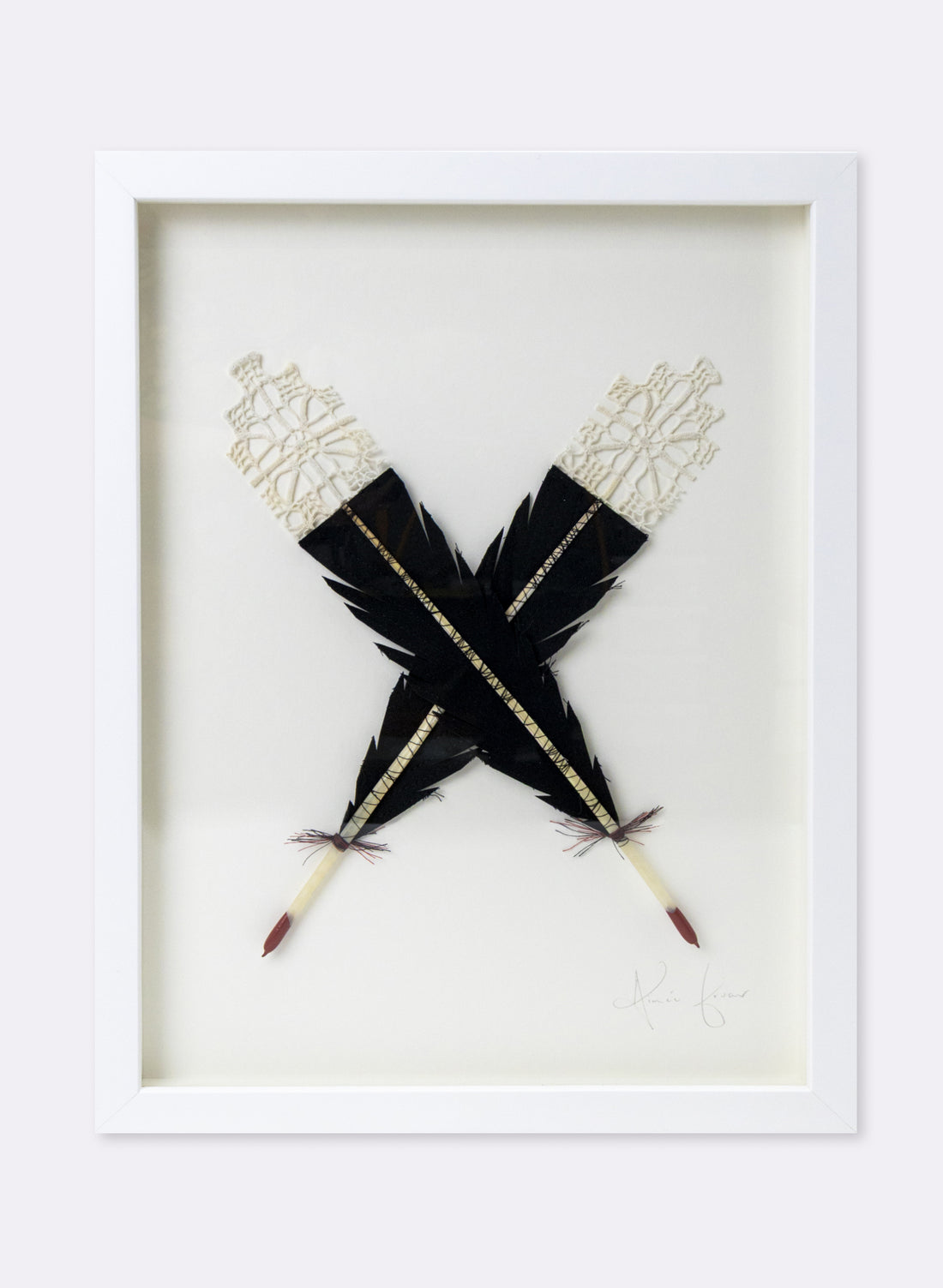 Large X Huia Feather Framed
