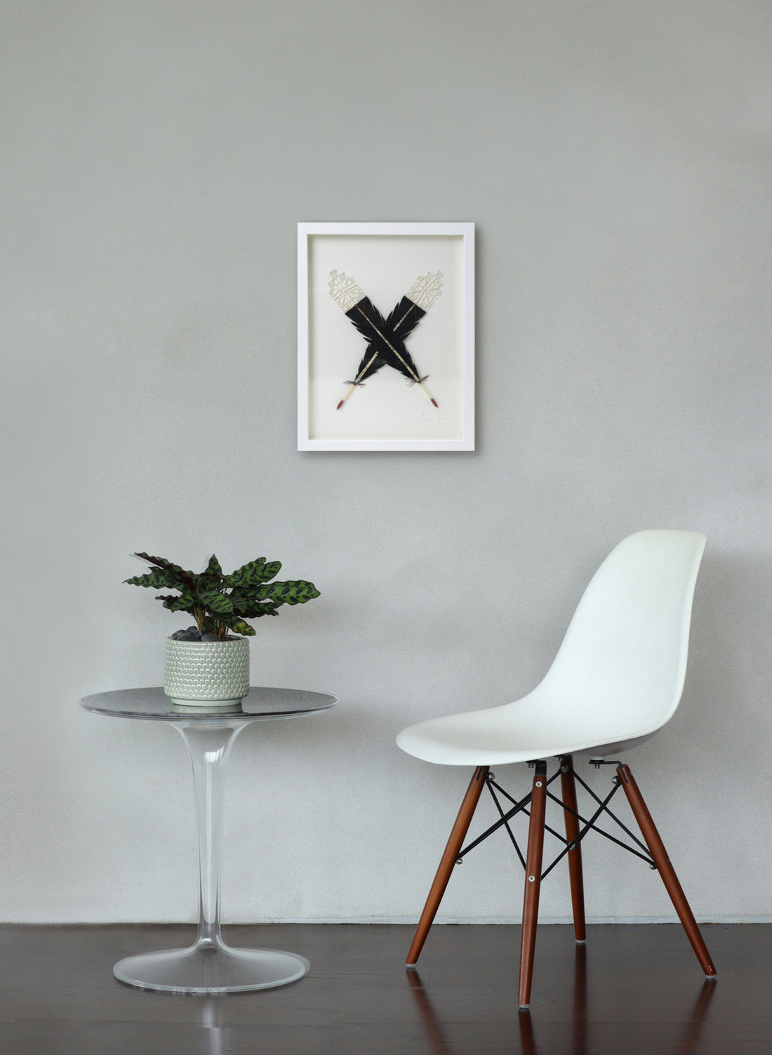 Large X Huia Feather Framed