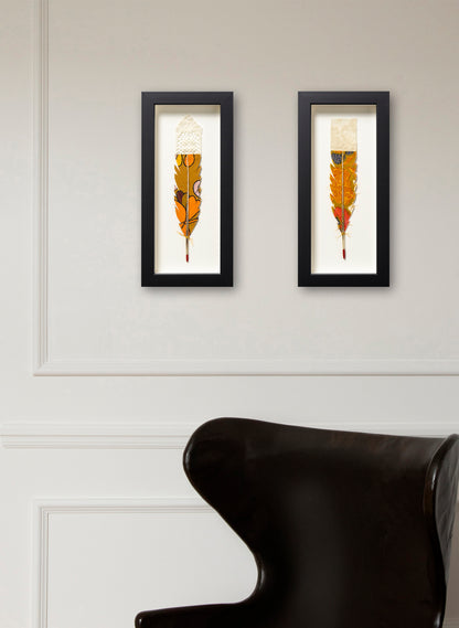 Single Huia Feather Framed