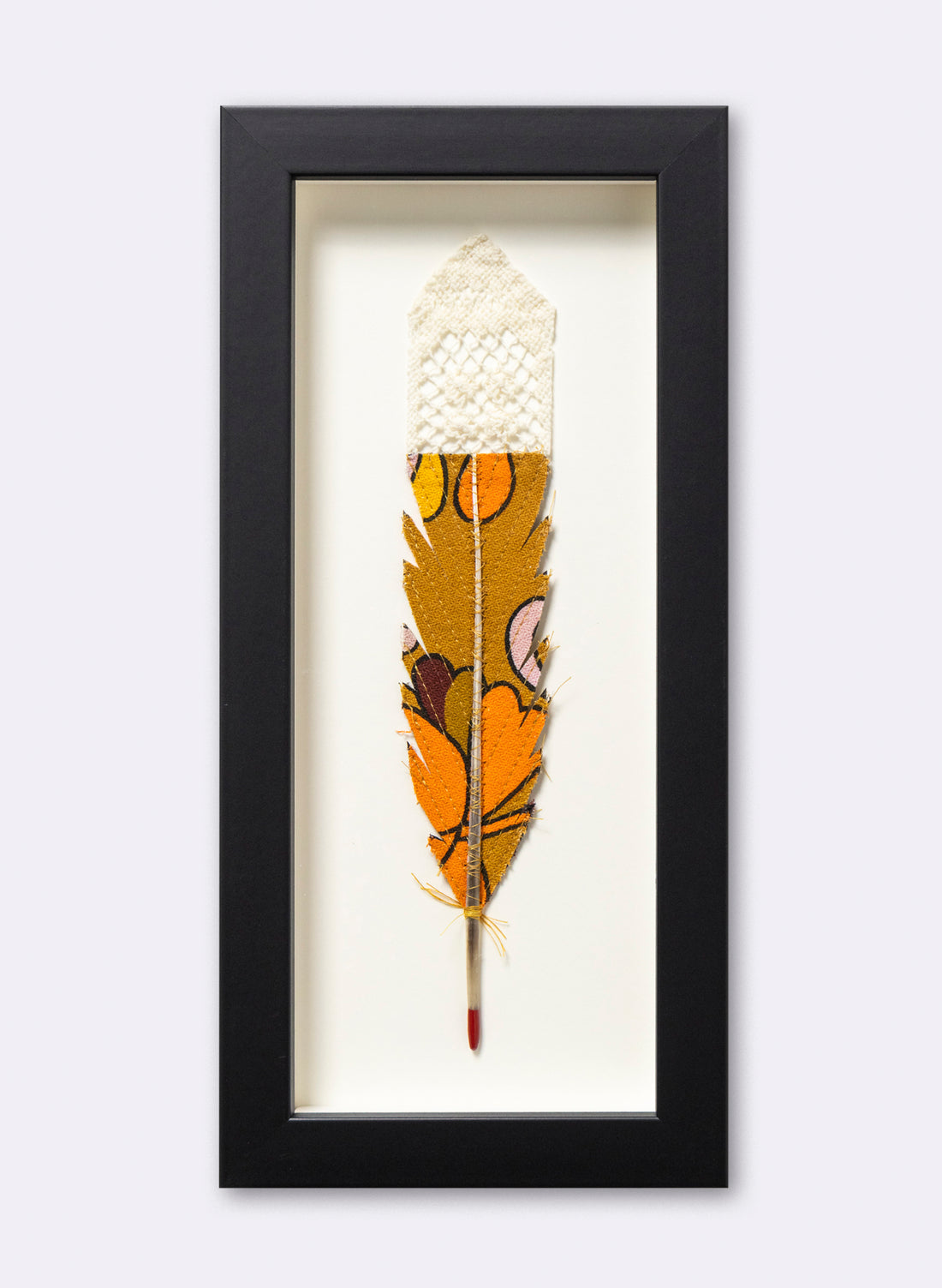 Single Huia Feather Framed