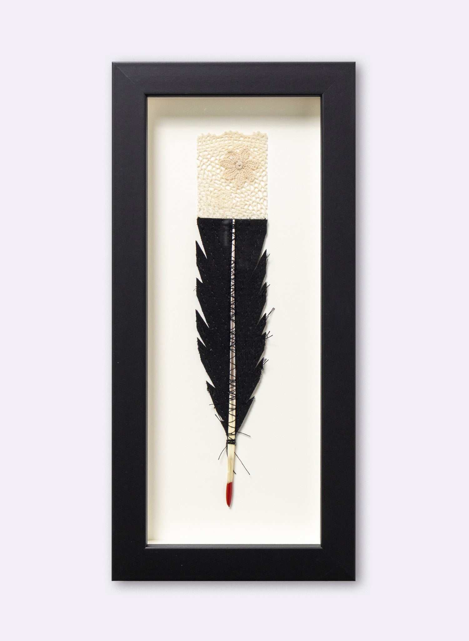 Single Huia Feather Framed