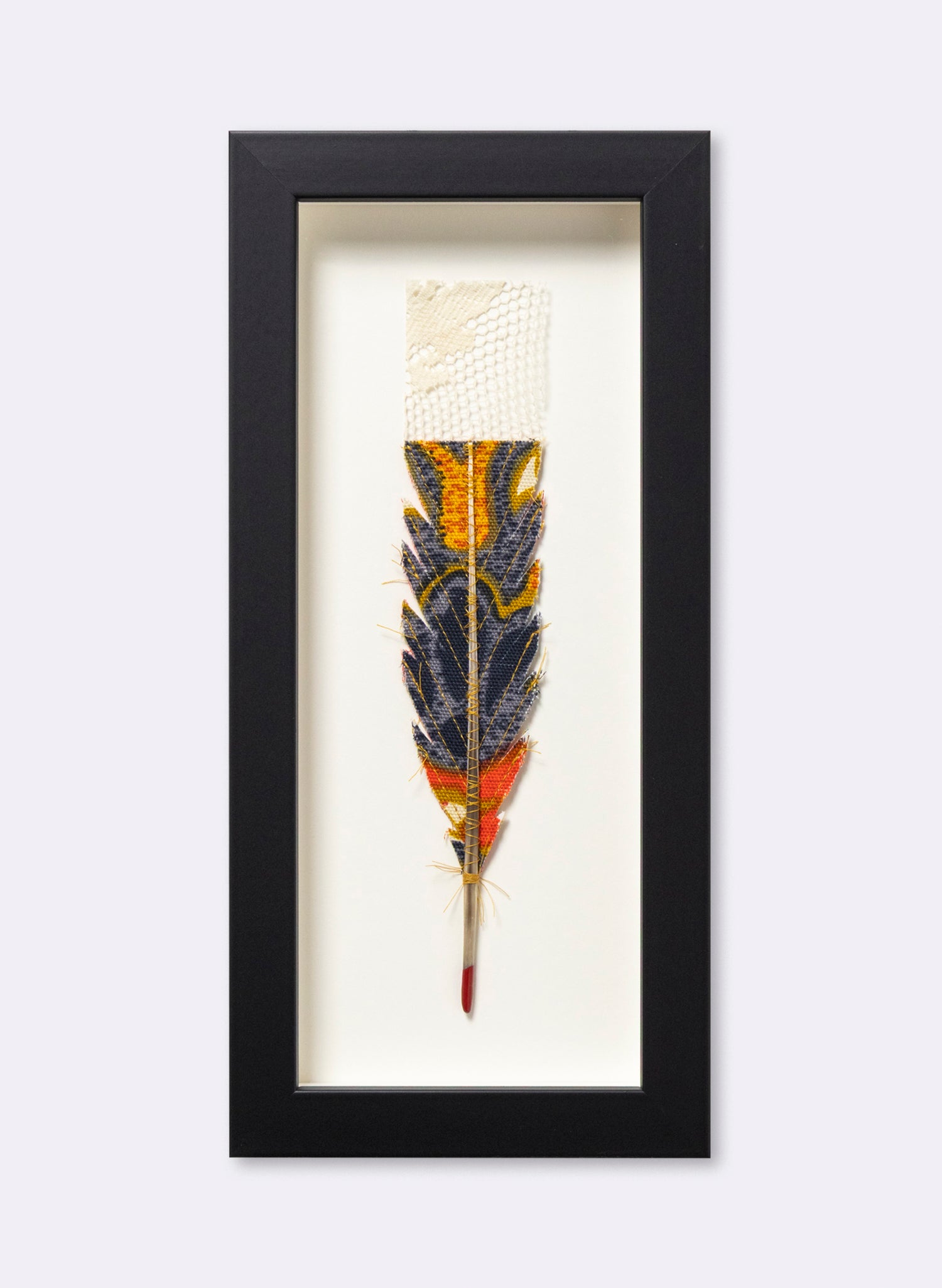 Single Huia Feather Framed