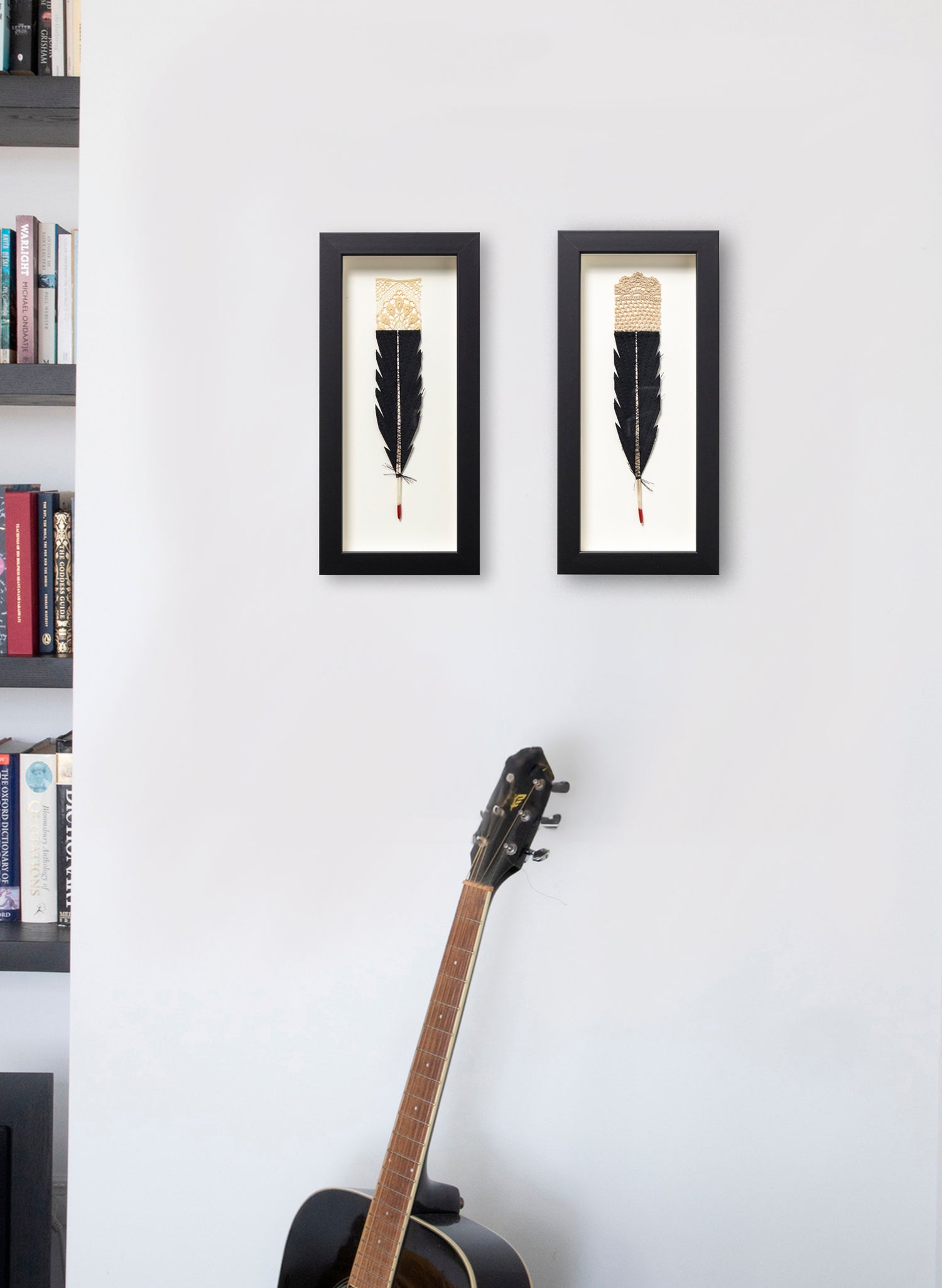 Single Huia Feather Framed