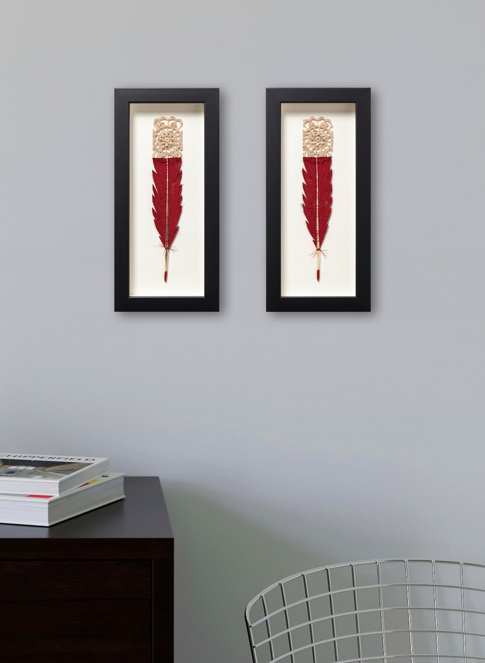 Single Huia Feather Framed