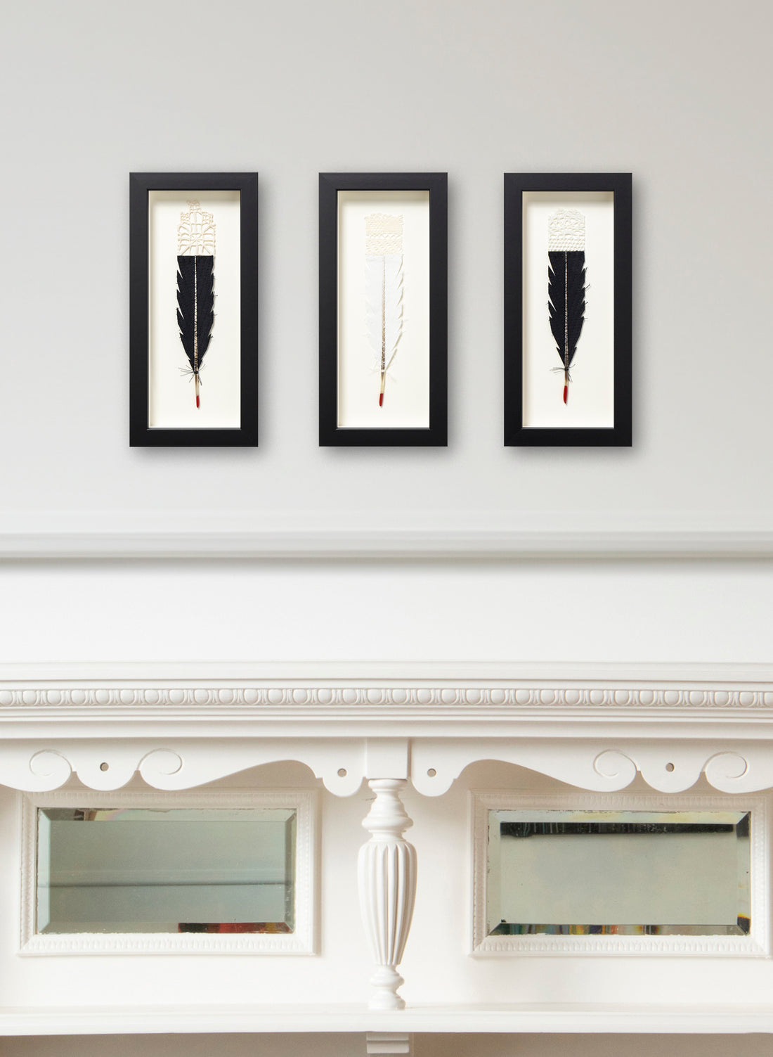 Single Huia Feather Framed