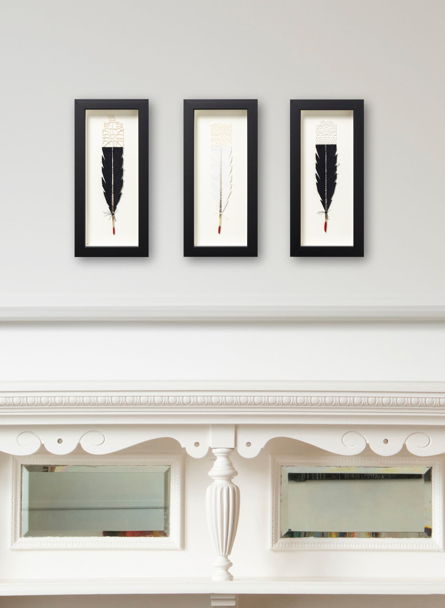 Single Huia Feather Framed