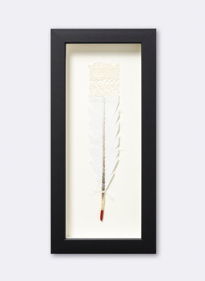 Single Huia Feather Framed