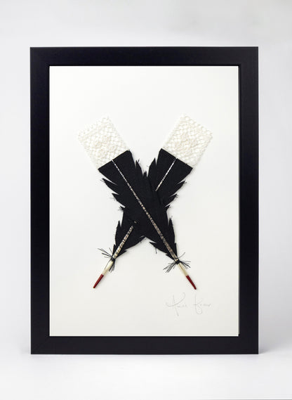 Single X Huia Feather Framed