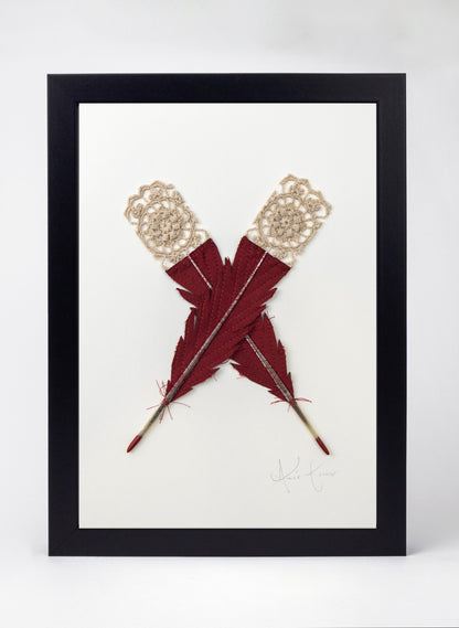 Single X Huia Feather Framed