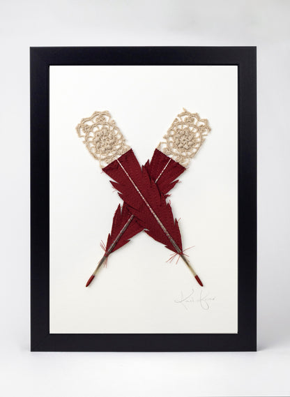 Single X Huia Feather Framed