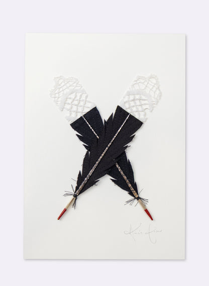 Single X Huia Feather Framed