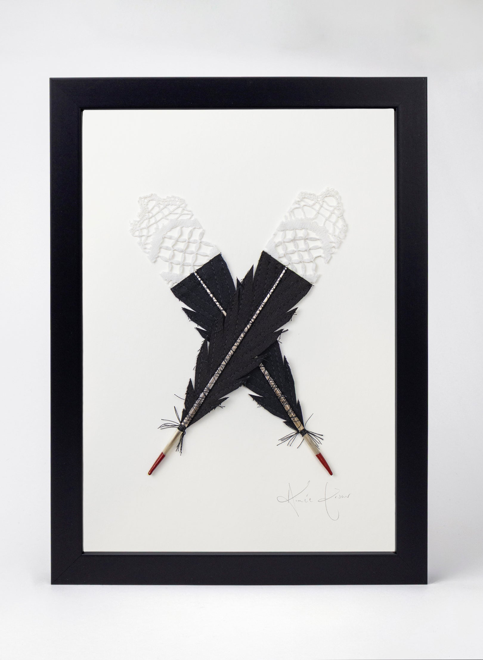Single X Huia Feather Framed
