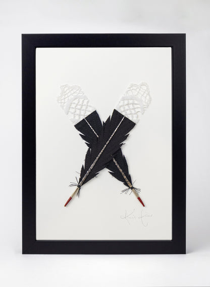 Single X Huia Feather Framed