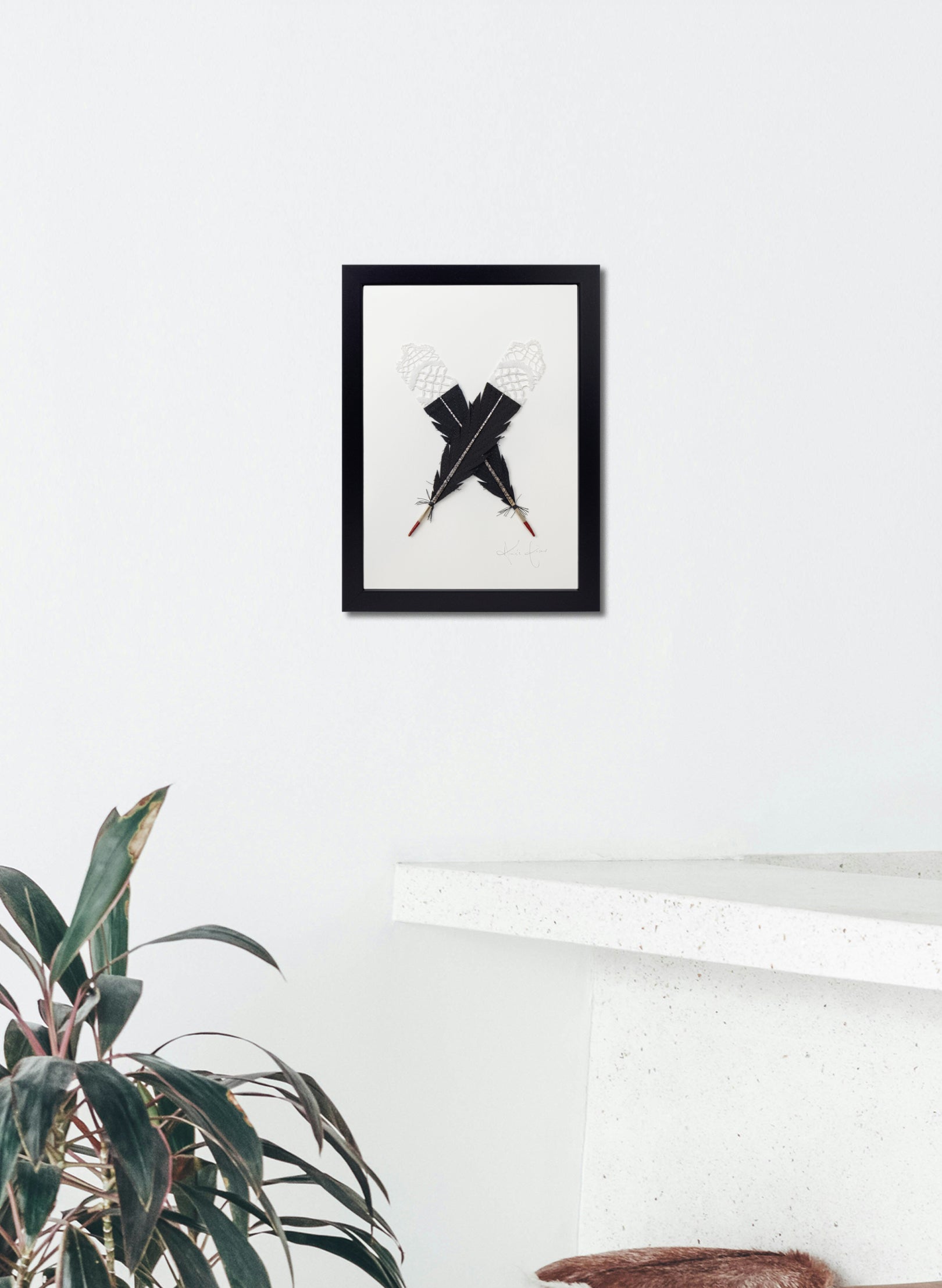 Single X Huia Feather Framed