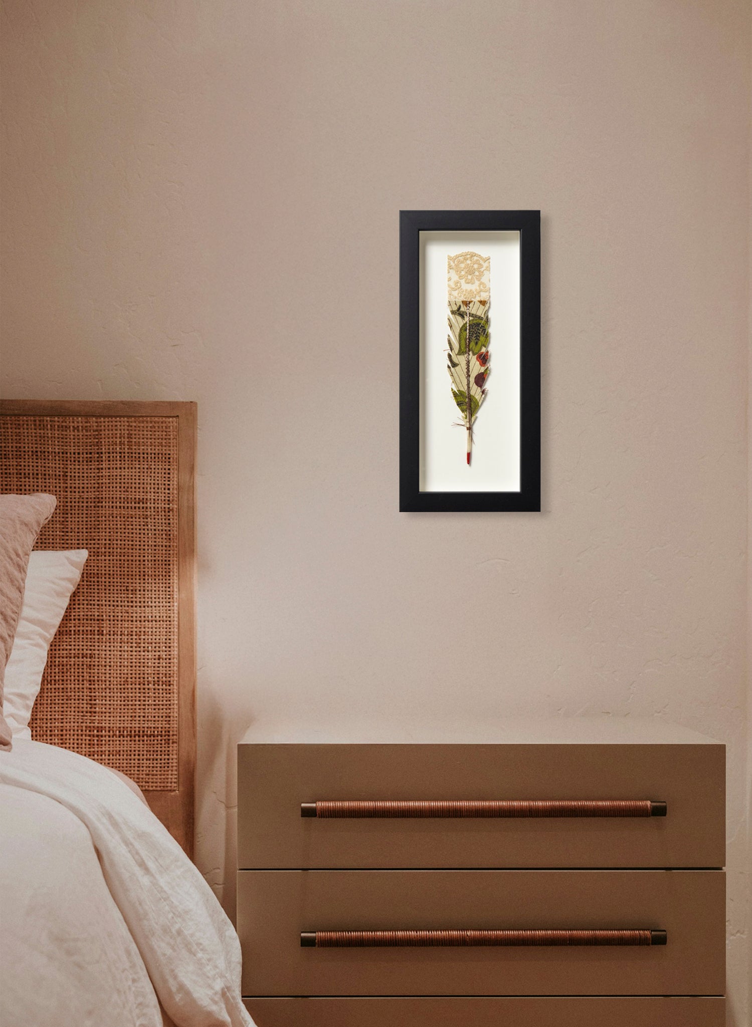 Single Huia Feather Framed